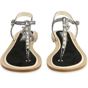 SOLD Chanel Velvet T-Strap Thong Sandals Eu38
